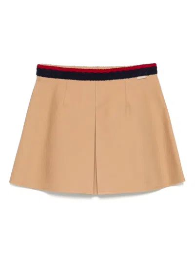 Moncler Pleated Mini Skirt In Brown