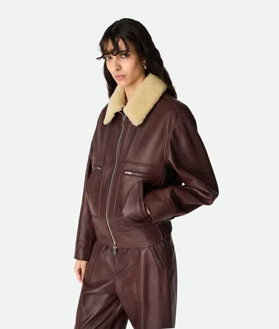 Bottega Veneta Nappa Blouson With Shearling Women In Burgundy