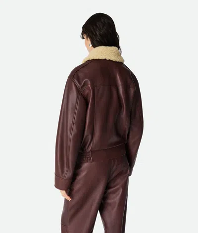 Bottega Veneta Nappa Blouson With Shearling Women In Burgundy
