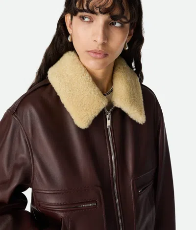 Bottega Veneta Nappa Blouson With Shearling Women In Burgundy