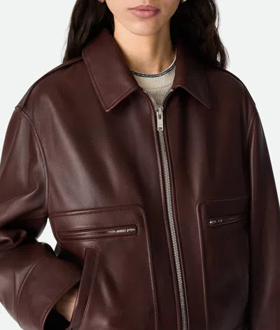 Bottega Veneta Nappa Blouson With Shearling Women In Burgundy