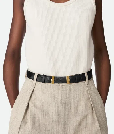 Bottega Veneta Intr Black Belt Gold Buckle