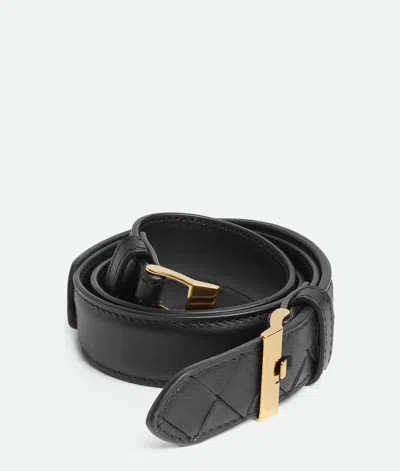 Bottega Veneta Intr Black Belt Gold Buckle