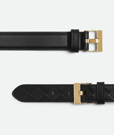 Bottega Veneta Intr Black Belt Gold Buckle