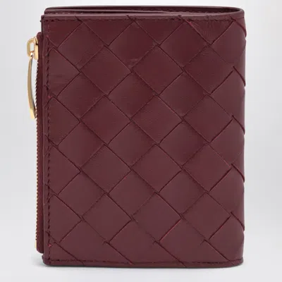 Bottega Veneta Small Bi-fold Wallet Cherry Colour In Intrecciato