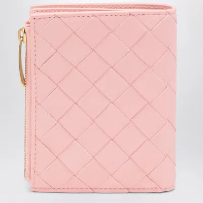 Bottega Veneta Small Bi-fold Wallet Pink In Intrecciato