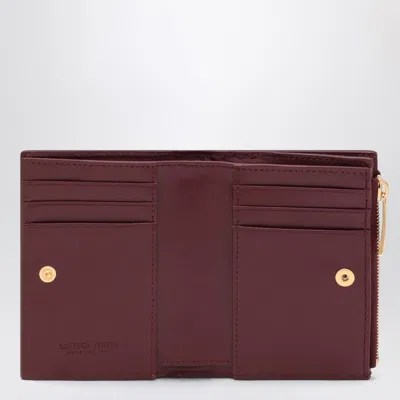 Bottega Veneta Small Bi-fold Wallet Cherry Colour In Intrecciato