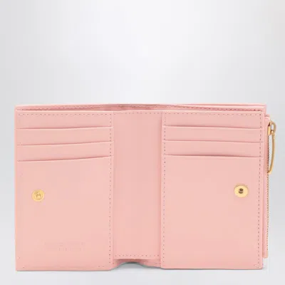 Bottega Veneta Small Bi-fold Wallet Pink In Intrecciato