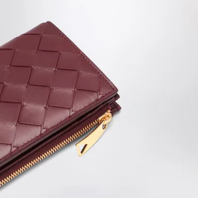 Bottega Veneta Small Bi-fold Wallet Cherry Colour In Intrecciato