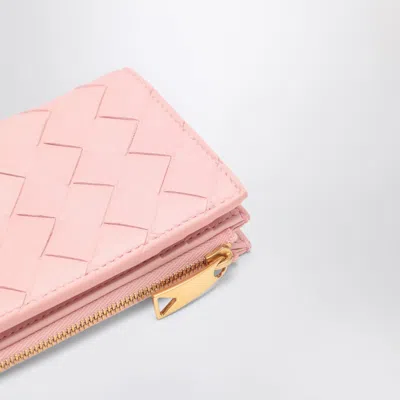 Bottega Veneta Small Bi-fold Wallet Pink In Intrecciato