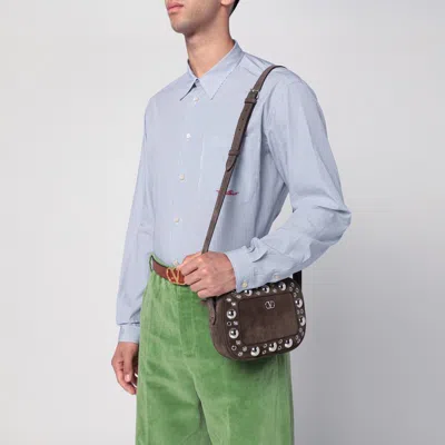 Valentino Nellcôte Bag Brown In Suede With Studs And Rivets