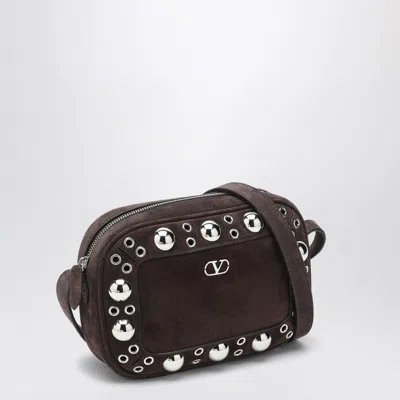 Valentino Nellcôte Bag Brown In Suede With Studs And Rivets