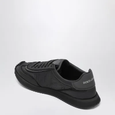 Dolce & Gabbana Low-top Nylon Sneakers With Leather Inserts In Brown