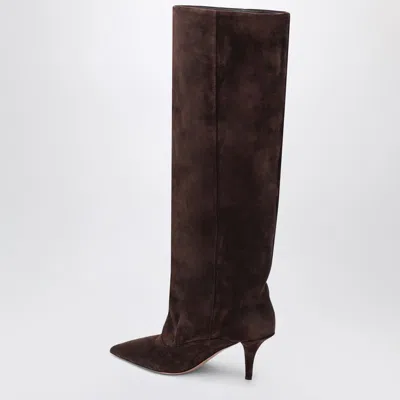 Paris Texas Tall Boots In Chocolate-coloured Suede