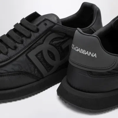 Dolce & Gabbana Low-top Nylon Sneakers With Leather Inserts In Brown