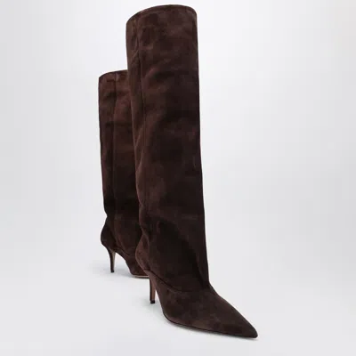 Paris Texas Tall Boots In Chocolate-coloured Suede