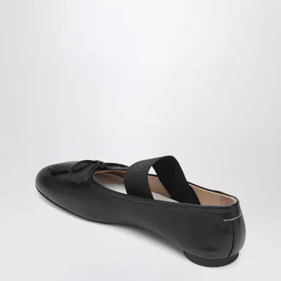 Mm6 Maison Margiela Black Leather Anatomic Numeric Ballerinas By Mm6
