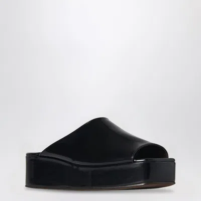 The Row Emi Glossed-leather Platform Slides