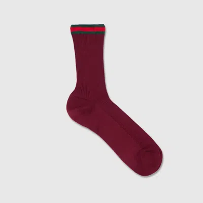 Gucci Web Stripe Cotton-blend Socks In Burgundy