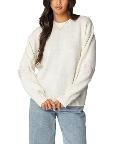 Edikted Rutie Bow Patch Sweater In White