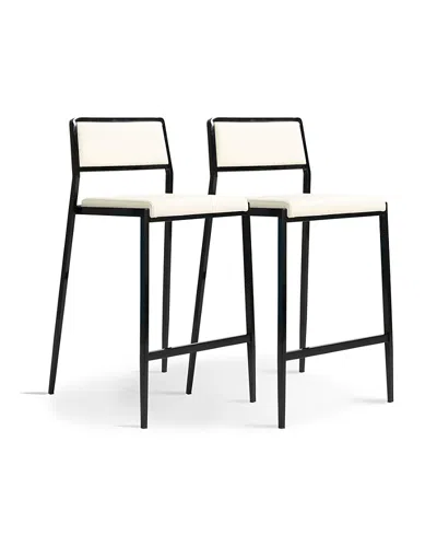 Tov Furniture Gale Performance Faux Leather Stackable Stool, Set Of 2 In White