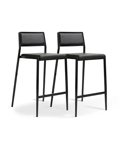 Tov Furniture Gale Performance Faux Leather Stackable Stool, Set Of 2 In Gray
