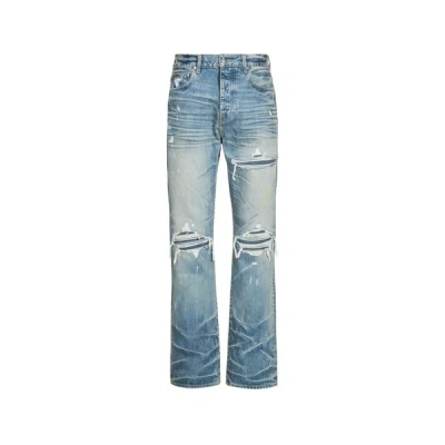 Amiri Pleated Denim Straight Mx1 Jeans In Blue