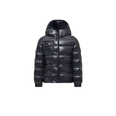 Moncler Glareins Braided Trim Hooded Down Jacket, Girl, Blue, Size: 8y In Black