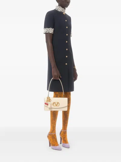 Valentino Indigo Blue Dress With Macramé Trim