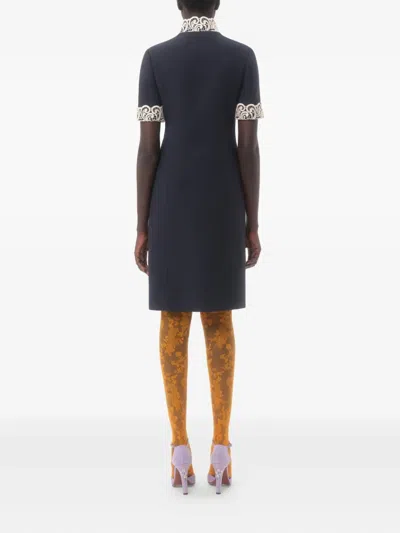 Valentino Indigo Blue Dress With Macramé Trim