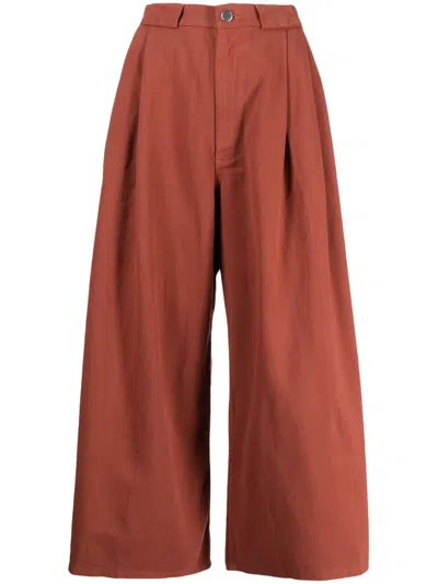 Rachel Comey Wide-leg Cropped Cotton Trousers In Red