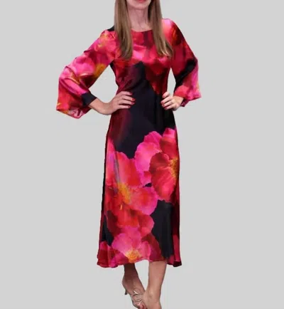 Johnny Was Flared Sleeve Dress In Ruby Bloom In Multi