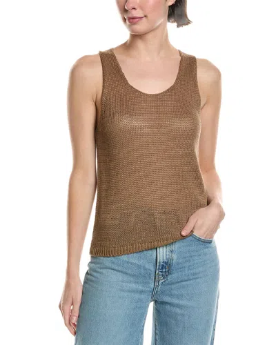 Vince Beachy Linen Open Stitch Tank In Brown