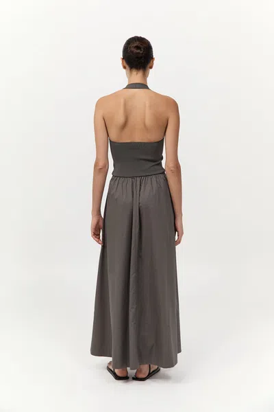 St Agni Gathered Halter Maxi Dress In Khaki