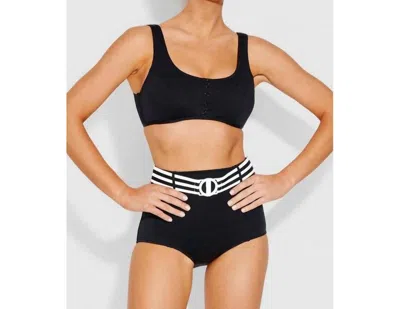 Seafolly Belted High Waisted Bikini Bottom In Black In Black