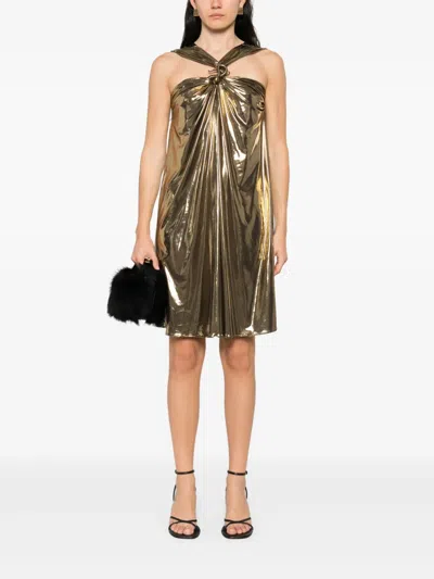 金属感平纹针织连衣裙