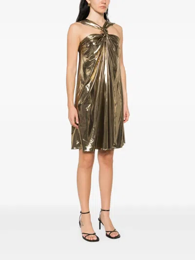 金属感平纹针织连衣裙