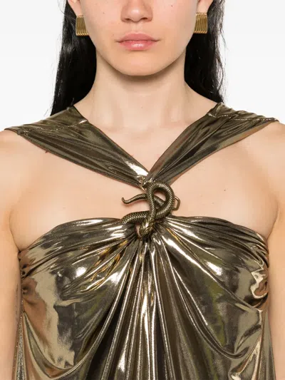 金属感平纹针织连衣裙