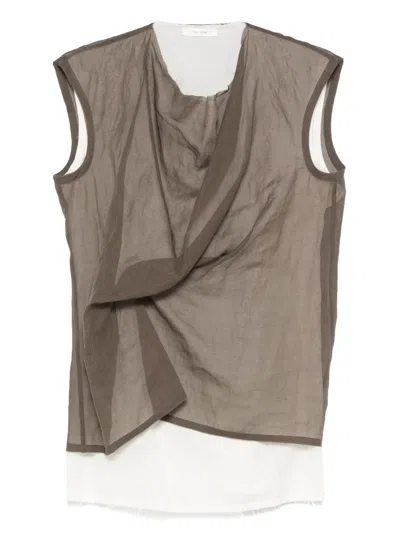 The Row Inawa Draped Layered Sleeveless Top In Brown
