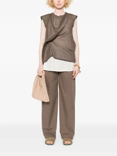 The Row Inawa Draped Layered Sleeveless Top In Brown
