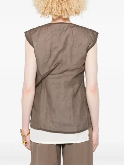 The Row Inawa Draped Layered Sleeveless Top In Brown