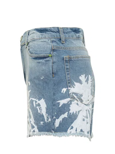 Barrow Abstract-pattern Print Denim Shorts In Multi