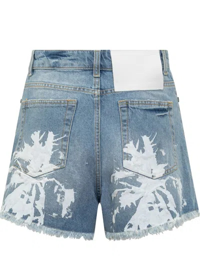 Barrow Abstract-pattern Print Denim Shorts In Multi