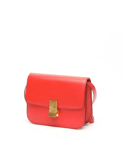 Celine Classic Teen Leather Polished Handbag In Red