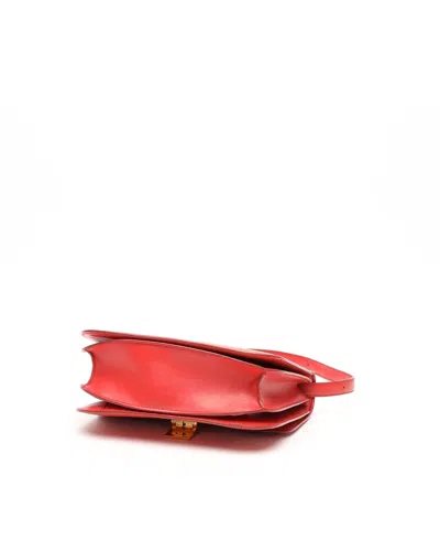 Celine Classic Teen Leather Polished Handbag In Red