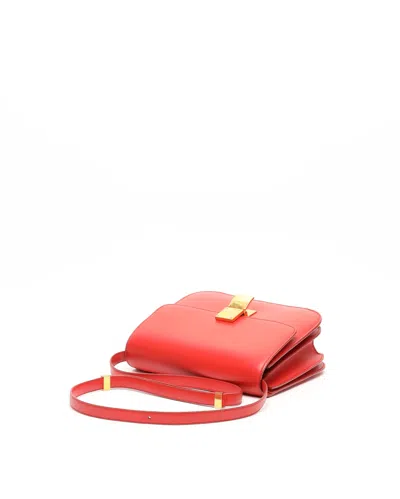 Celine Classic Teen Leather Polished Handbag In Red