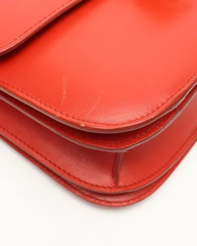 Celine Classic Teen Leather Polished Handbag In Red