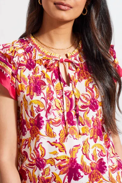 Tribal Border Print Blouse In Limoncello Pink