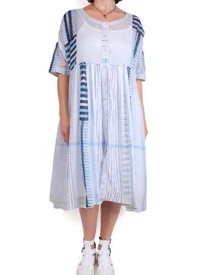 Eka Design Studio Stripe Crewneck Midi Dress In Blue Mix