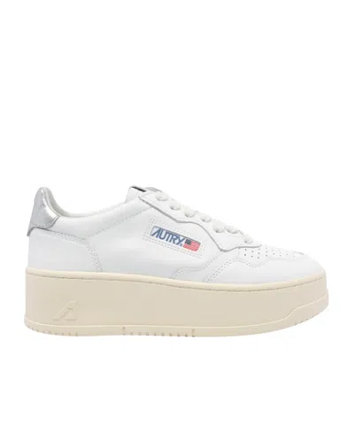 Autry Sneakers Medalist Platform In Suede And Leather White And Gray. In White